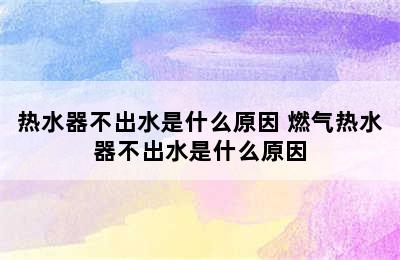 热水器不出水是什么原因 燃气热水器不出水是什么原因